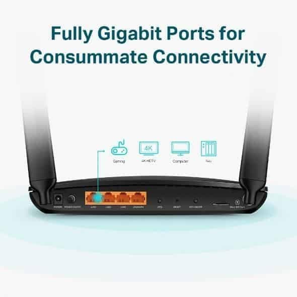 TP-Link AC1200 4G+ Cat6 Wireless Dual Band Gigabit Router, 4G/3G Network SIM Slot Unlocked, MU-MIMO technology, No Configuration required, Support Guest Network & Parental Control (Archer MR600) - 7