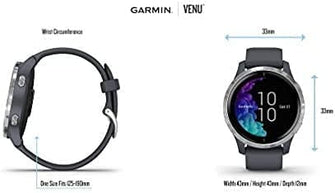 Garmin,Garmin Venu Slate Stainless Steel Bezel with Black Case and Silicone Band - Gadcet.com