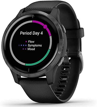 Garmin,Garmin Venu Slate Stainless Steel Bezel with Black Case and Silicone Band - Gadcet.com