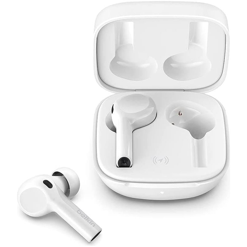 Belkin,Belkin Wireless Bluetooth Earphones, SOUNDFORM Freedom True Wireless Earbuds with Wireless Charging Case IPX5 Certified Sweat and Water Resistant with Deep Bass for iPhones and Androids - White - Gadcet.com