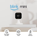 Buy Blink,Blink Mini Compact indoor plug-in smart security camera, 1080p HD day and night video, night vision, motion detection, two-way audio, easy setup, Works with Alexa — 1 camera (White) - Gadcet.com | UK | London | Scotland | Wales| Ireland | Near Me | Cheap | Pay In 3 | Security Monitors & Recorders