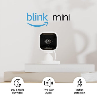 Buy Blink,Blink Mini Compact indoor plug-in smart security camera, 1080p HD day and night video, night vision, motion detection, two-way audio, easy setup, Works with Alexa — 1 camera (White) - Gadcet.com | UK | London | Scotland | Wales| Ireland | Near Me | Cheap | Pay In 3 | Security Monitors & Recorders