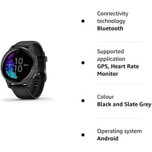 Garmin,Garmin Venu Slate Stainless Steel Bezel with Black Case and Silicone Band - Gadcet.com