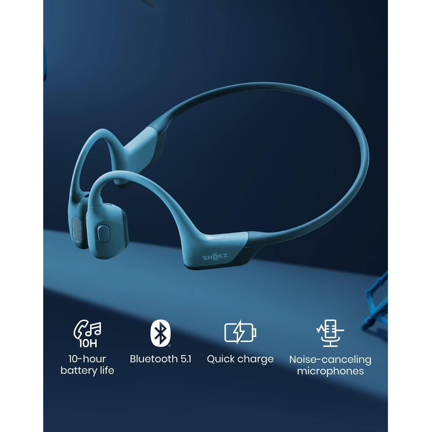 Buy Shokz,Shokz OpenRun Pro Water Resistance Wireless Bluetooth Bone Conduction Headphones - Cooldown Blue - Gadcet.com | UK | London | Scotland | Wales| Ireland | Near Me | Cheap | Pay In 3 | Headphones