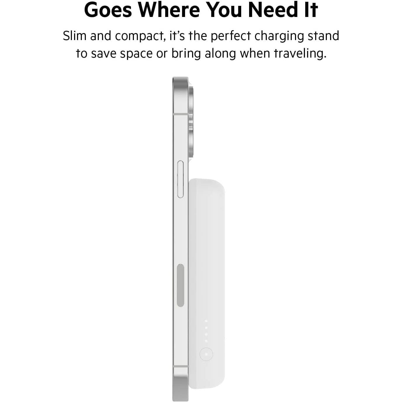 Buy Belkin,Belkin 5000 mAh Magnetic Wireless Power Bank, Portable Charger Compatible with MagSafe with Pass-thru Charging, 7.5W Output, 10W Input and Kickstand, Compatible with iPhone 13 and 12 Series – White - Gadcet.com | UK | London | Scotland | Wales| Ireland | Near Me | Cheap | Pay In 3 | Power Adapter & Charger Accessories