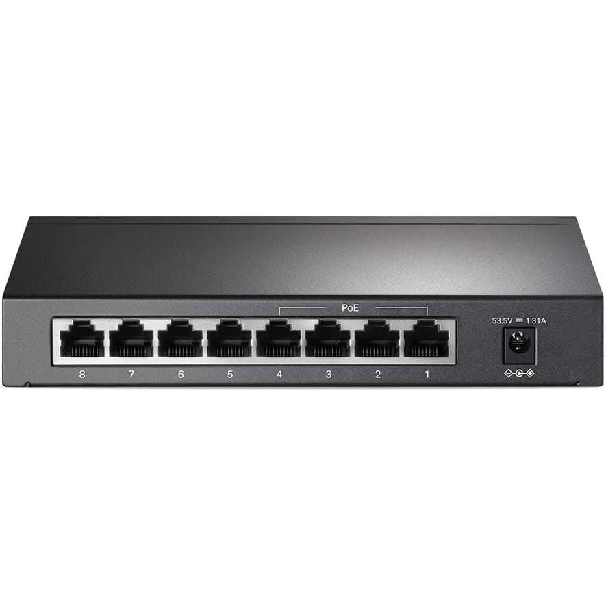 TP-Link PoE Switch 8-Port Gigabit, Ports up to 30 W For Each PoE Port and 64 W For All PoE Ports, Metal Casing, Plug and Play, - TL-SG1008P