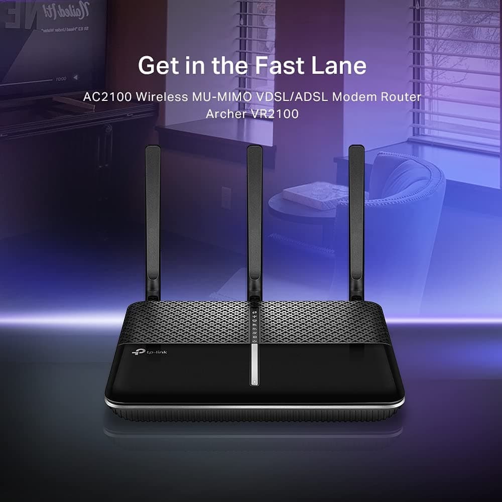 TP-Link,TP-Link AC2100 Wireless MU-MIMO VDSL/ADSL Modem Router, Dual-Band, Wi-Fi Speed Up To 2.1 Gbps, OneMeshTM, Versatile Connectivity, 4 x Gigabit Ports +1x 3.0 USB Port, Easy setup (Archer VR2100) - Gadcet.com