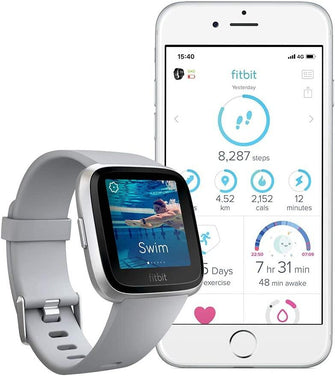 Buy Fitbit,Fitbit Versa Health & Fitness Smartwatch with Heart Rate, Music & Swim Tracking, Grey - Gadcet.com | UK | London | Scotland | Wales| Ireland | Near Me | Cheap | Pay In 3 | Electronics