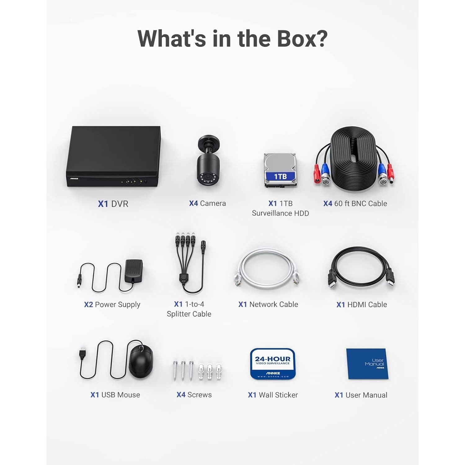 Buy ANNKE,ANNKE E200 Outdoor Security System - 8 Channel 3K Lite H.265+ DVR with 1TB HDD, 4x 1080P Cameras, Smart Human & Vehicle Detection, Email & APP Alerts - Gadcet UK | UK | London | Scotland | Wales| Ireland | Near Me | Cheap | Pay In 3 | Security Monitors & Recorders