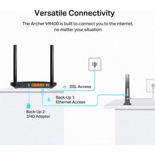 TP-Link,TP-Link AC1200 Wireless MU-MIMO VDSL/ADSL Modem Router, Dual-Band, Wi-Fi Speed Up To 1.2 Gbps, OneMeshTM, Versatile Connectivity, 4 x Gigabit Ports +1x 2.0 USB Port, Easy setup (Archer VR400) - Gadcet.com