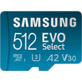 Samsung EVO Select 512GB microSDXC UHS-I U3 130MB/s Full HD & 4K UHD Memory Card inc. SD-Adapter - Blue