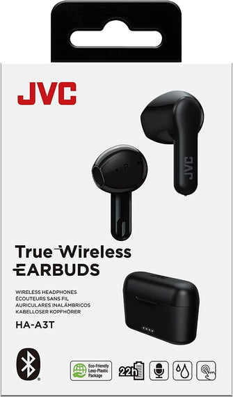 Buy JVC,JVC HA-A3T True Wireless Bluetooth earbuds, up to 22 hours battery life, IPX4 water resistance (Black) - Gadcet.com | UK | London | Scotland | Wales| Ireland | Near Me | Cheap | Pay In 3 | Headphones