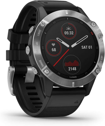 Buy Garmin,Garmin fenix 6, Ultimate Multisport GPS Watch, Heat and Altitude Adjusted V02 Max, Pulse Ox Sensors and Training Load Focus, Silver with Black Band - Gadcet.com | UK | London | Scotland | Wales| Ireland | Near Me | Cheap | Pay In 3 | Watches