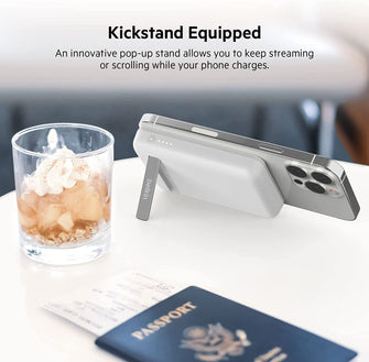 Buy Belkin,Belkin 5000 mAh Magnetic Wireless Power Bank, Portable Charger Compatible with MagSafe with Pass-thru Charging, 7.5W Output, 10W Input and Kickstand, Compatible with iPhone 13 and 12 Series – White - Gadcet.com | UK | London | Scotland | Wales| Ireland | Near Me | Cheap | Pay In 3 | Power Adapter & Charger Accessories