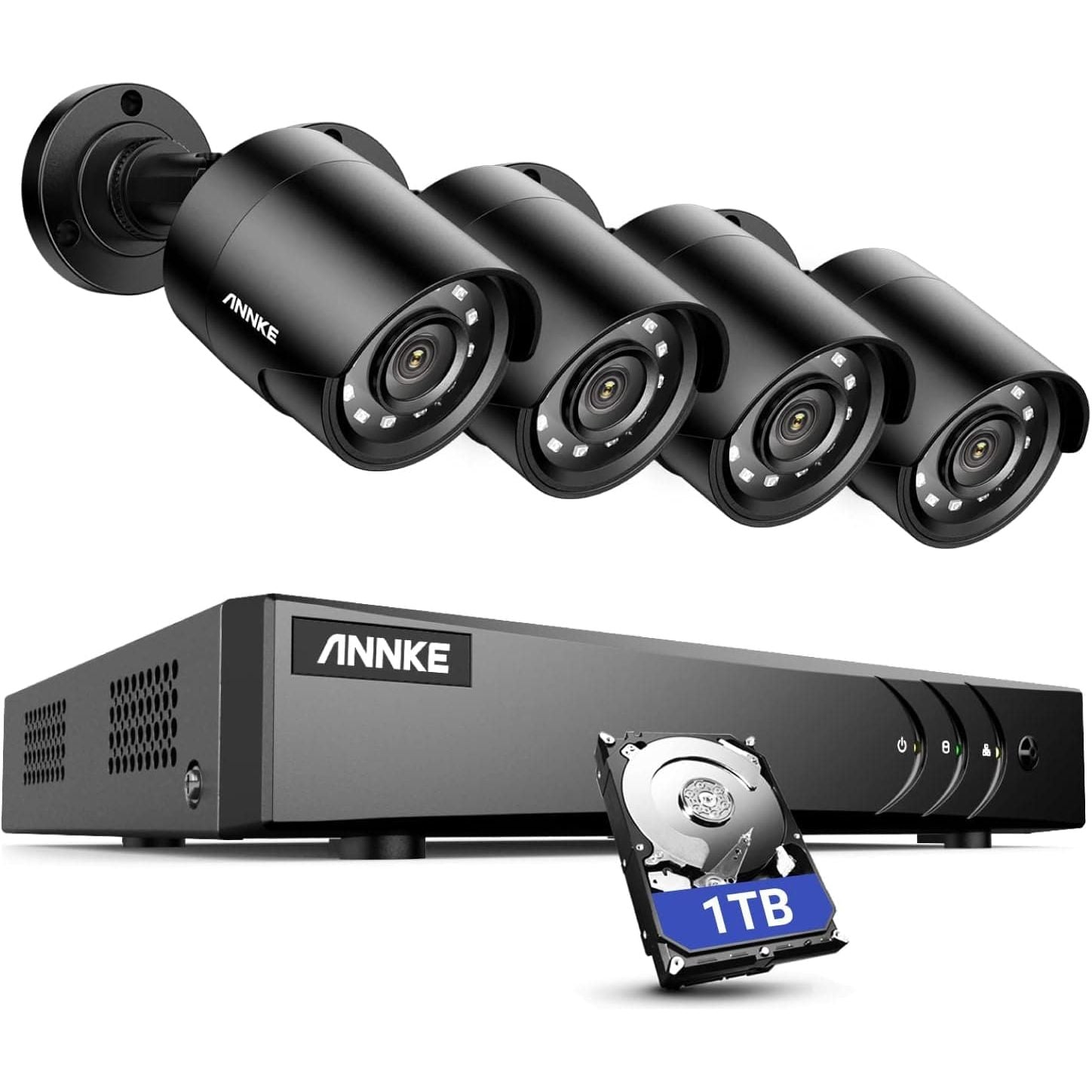 Buy ANNKE,ANNKE E200 Outdoor Security System - 8 Channel 3K Lite H.265+ DVR with 1TB HDD, 4x 1080P Cameras, Smart Human & Vehicle Detection, Email & APP Alerts - Gadcet UK | UK | London | Scotland | Wales| Ireland | Near Me | Cheap | Pay In 3 | Security Monitors & Recorders