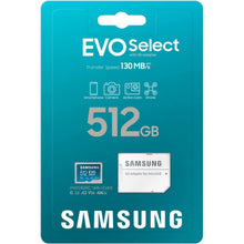 Samsung EVO Select 512GB microSDXC UHS-I U3 130MB/s Full HD & 4K UHD Memory Card inc. SD-Adapter - Blue