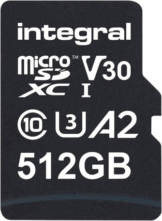 Integral 512GB Micro SD Card 4K Video Read Speed 180MB/s and Write Speed 150MB/s - Black