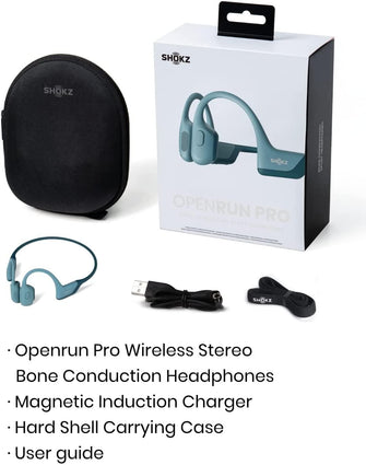 Buy Shokz,Shokz OpenRun Pro Water Resistance Wireless Bluetooth Bone Conduction Headphones - Cooldown Blue - Gadcet.com | UK | London | Scotland | Wales| Ireland | Near Me | Cheap | Pay In 3 | Headphones