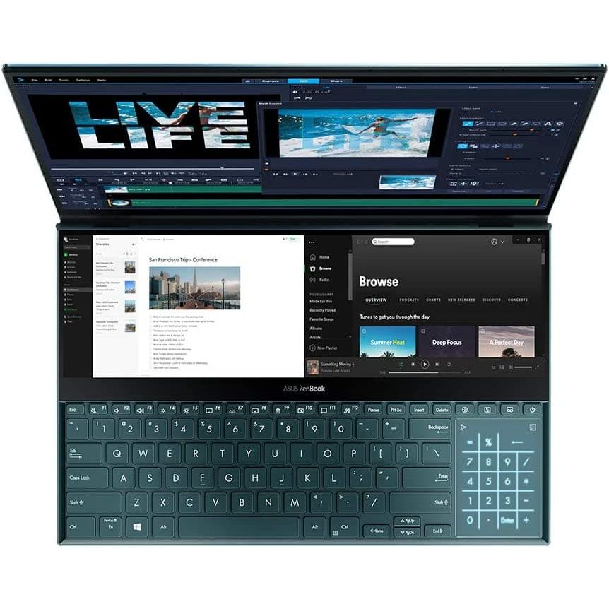 Zenbook Pro Duo UX581G Windows 10 Pro 9th Gen Intel Core i9 9980HK NVIDIA GeForce RTX2060 32GB RAM 1TB PCIe SSD 4K OLED NanoEdge display