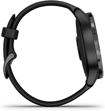 Garmin,Garmin Venu Slate Stainless Steel Bezel with Black Case and Silicone Band - Gadcet.com