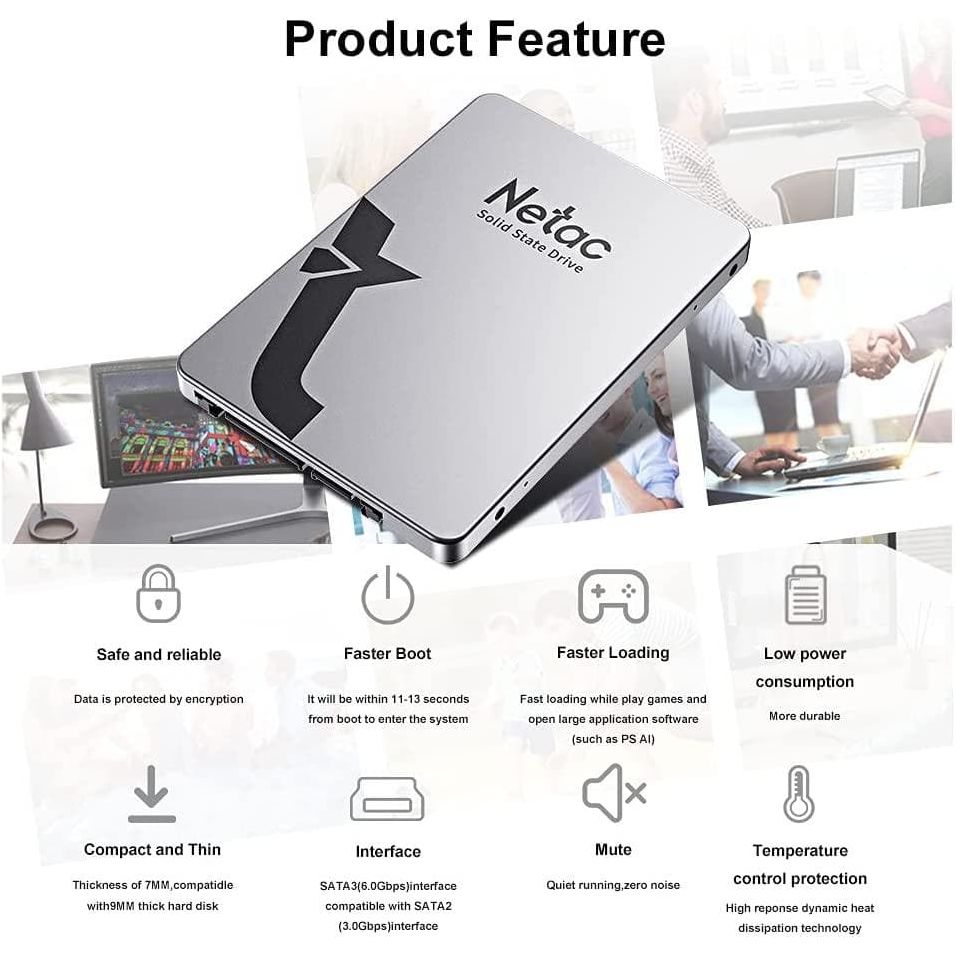Buy Netac,Netac SSD 256GB Internal Solid State Drive SATA SSD 2.5' Up to 510MB/s Faster than HDD for Laptop Computer Upgrade(Silver Gray 256GB) - Gadcet.com | UK | London | Scotland | Wales| Ireland | Near Me | Cheap | Pay In 3 | Hard Drives