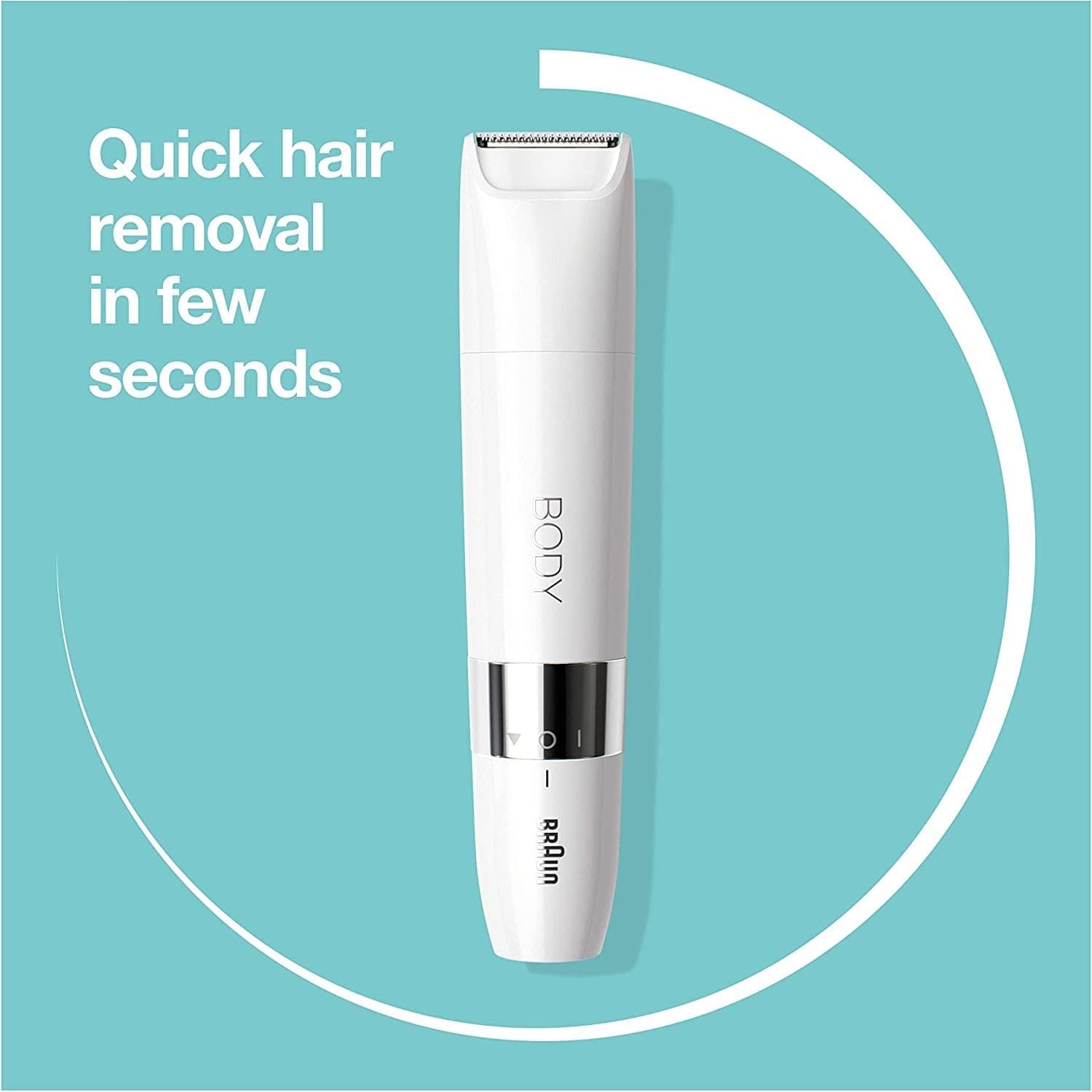 Braun,Braun Body Mini Trimmer, Gentle Body Hair Removal, Precision Trimmer, Wet & Dry, 100% Waterproof, BS1000, White - Gadcet.com