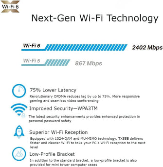 TP-Link,TP-Link AX3000 Dual-Band Wi-Fi 6 Bluetooth 5.2 PCIe Adapter with Two Antennas, specialized heatsink, 1024-QAM, Ultra-Low Latency, Intel® Wi-Fi 6 Chipset, Supports Windows 10/11(64bit) (Archer TX55E) - Gadcet.com