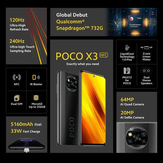Buy POCO,POCO X3 NFC - 6+64GB Smartphone , 6.67” Snapdragon 732G, 64MP AI Penta-Camera, 5160mAh, Cobalt Blue - Gadcet.com | UK | London | Scotland | Wales| Ireland | Near Me | Cheap | Pay In 3 | Mobile Phones