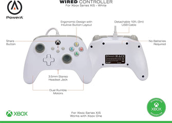 Buy Xbox,PowerA Xbox Series X/S & Xbox One Wired Controller - White - Gadcet.com | UK | London | Scotland | Wales| Ireland | Near Me | Cheap | Pay In 3 | 