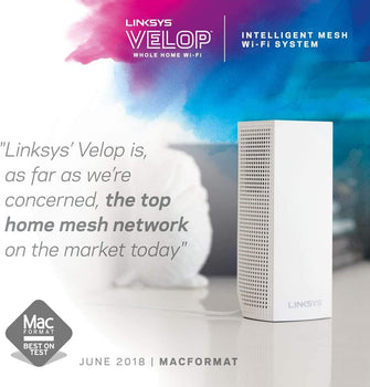 Linksys Velop WHW0301 Tri-Band Whole Home Mesh WiFi 5 System (AC2200) WiFi Router, Extender & Booster up to 2000 sq ft Coverage for 20+ Devices with 2 Gigabit Ethernet Ports, MU-MIMO - 1 Pack, White - Gadcet.com