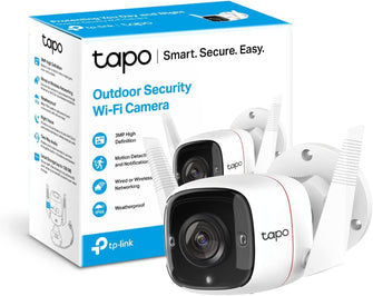 TP-Link Tapo Outdoor Security Camera, Weatherproof, 3MP Ultra-High Definition, Automatic Siren, 2-way Audio, SD Storage, TC65 - White
