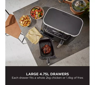 Ninja Foodi MAX Dual Zone Air Fryer [AF451UK] Smart Cook System, 9.5L, 2 Drawers, 6 Functions [Black] - 2