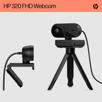 HP PC Webcam 320, 1080p FHD, Compatible with Chrome, Auto Light Corrector, Built-in Microphone, 66 Degree Wide Angle Field of View, Support with 360 Degree Swivel Clip [Black] - 3