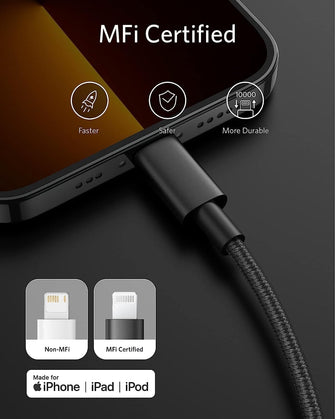 Anker USB C to Lightning Cable, New Nylon USB-C to Lightning Charging Cord - 7