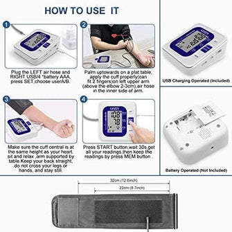 Blood Pressure Monitor CE Approved UK - GPZON Digital BP Monitor with Large Cuff for Home Use, Accurate Readings, Irregular Heartbeat Diagnosis, Pulse Rate Monitoring Meter, Adjustable Cuff (22-40cm), and 2X120 Memory Storage (Blue) - 5