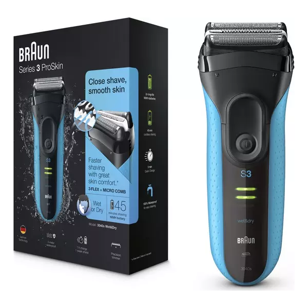 BRAUN Series 3 ProSkin 3040s Wet & Dry Foil Shaver - Black - 3