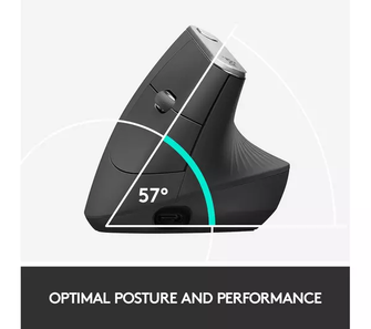Logitech MX Vertical Ergonomic Mouse, Multi-Device, Bluetooth or 2.4GHz Wireless with USB Unifying Receiver, 4000 DPI Optical Tracking, 4 Buttons, Fast Charging, Laptop/PC/Mac/iPad OS- Black - 3