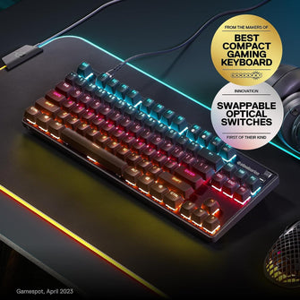 SteelSeries Apex 9 TKL - Mechanical Gaming Keyboard – Optical Switches – 2-Point Actuation – Compact Esports Tenkeyless Form Factor – Hotswappable Switches - English QWERTY Layout - 2