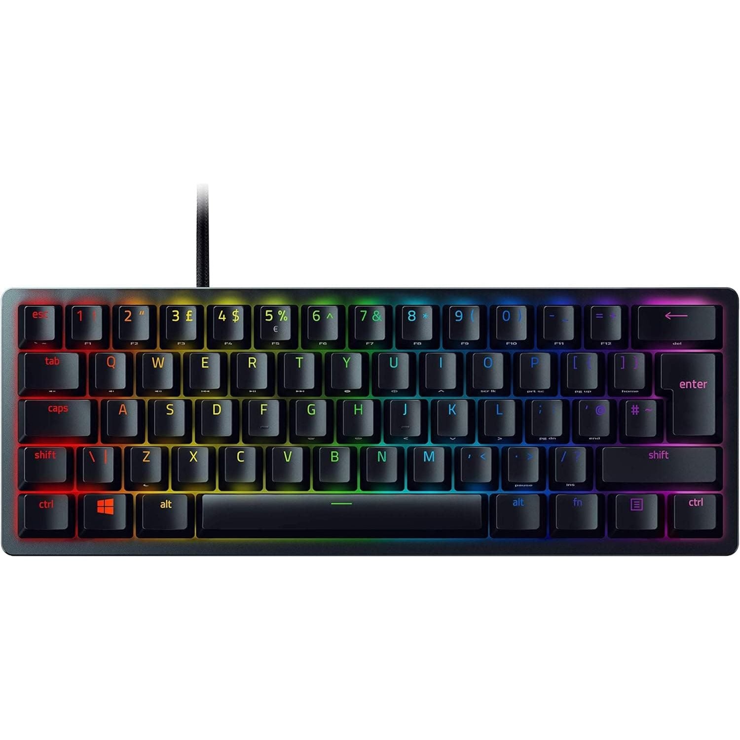 Razer Huntsman Mini (Purple Switch) - 60% Compact Gaming Keyboard (Clicky Optical-Mechanical Switches, Doubleshot PBT Keycaps, Detachable USB-C Cable) UK Layout | Black - 1