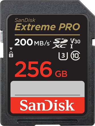 SanDisk 256GB Extreme PRO SDXC card + RescuePRO Deluxe, up to 200MB/s, UHS-I, Class 10, U3, V30 - 1