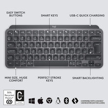 Logitech MX Keys Mini Minimalist Wireless Illuminated Keyboard, Compact, Bluetooth, Backlit, USB-C, Compatible with Apple macOS, iOS, Windows, Linux, Android, Metal Build - Graphite - 4