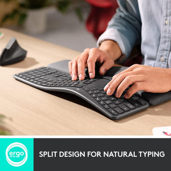 Logitech ERGO K860 Wireless Ergonomic Keyboard - Split Keyboard Layout, Wrist Rest, Natural Typing, Stain-Resistant Fabric - 3