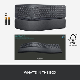 Logitech ERGO K860 Wireless Ergonomic Keyboard - Split Keyboard Layout, Wrist Rest, Natural Typing, Stain-Resistant Fabric - 9