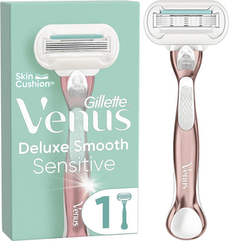Gillette Venus Deluxe Smooth Sensitive RoseGold Women's Razor- 1 Blade, 5 Diamond‐Like Coated Blades - 1