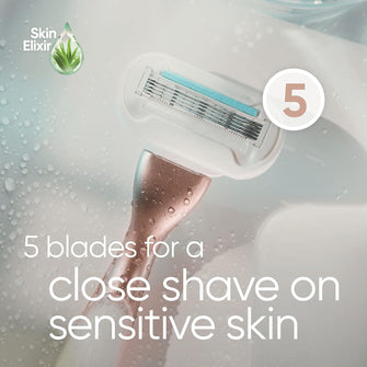 Gillette Venus Deluxe Smooth Sensitive RoseGold Women's Razor- 1 Blade, 5 Diamond‐Like Coated Blades - 6