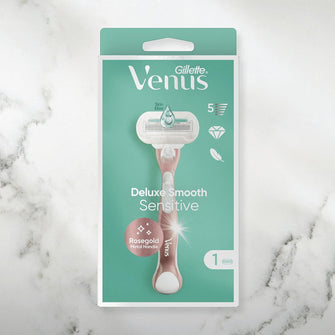 Gillette Venus Deluxe Smooth Sensitive RoseGold Women's Razor- 1 Blade, 5 Diamond‐Like Coated Blades - 7