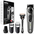 Braun Beard Trimmer Series 5 & Hair Clippers with Gillette Fusion5 ProGlide Razor, 39 Length Settings, UK 2 Pin Plug, BT5260, Black/Silver - 1