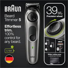 Braun Beard Trimmer Series 5 & Hair Clippers with Gillette Fusion5 ProGlide Razor, 39 Length Settings, UK 2 Pin Plug, BT5260, Black/Silver - 2