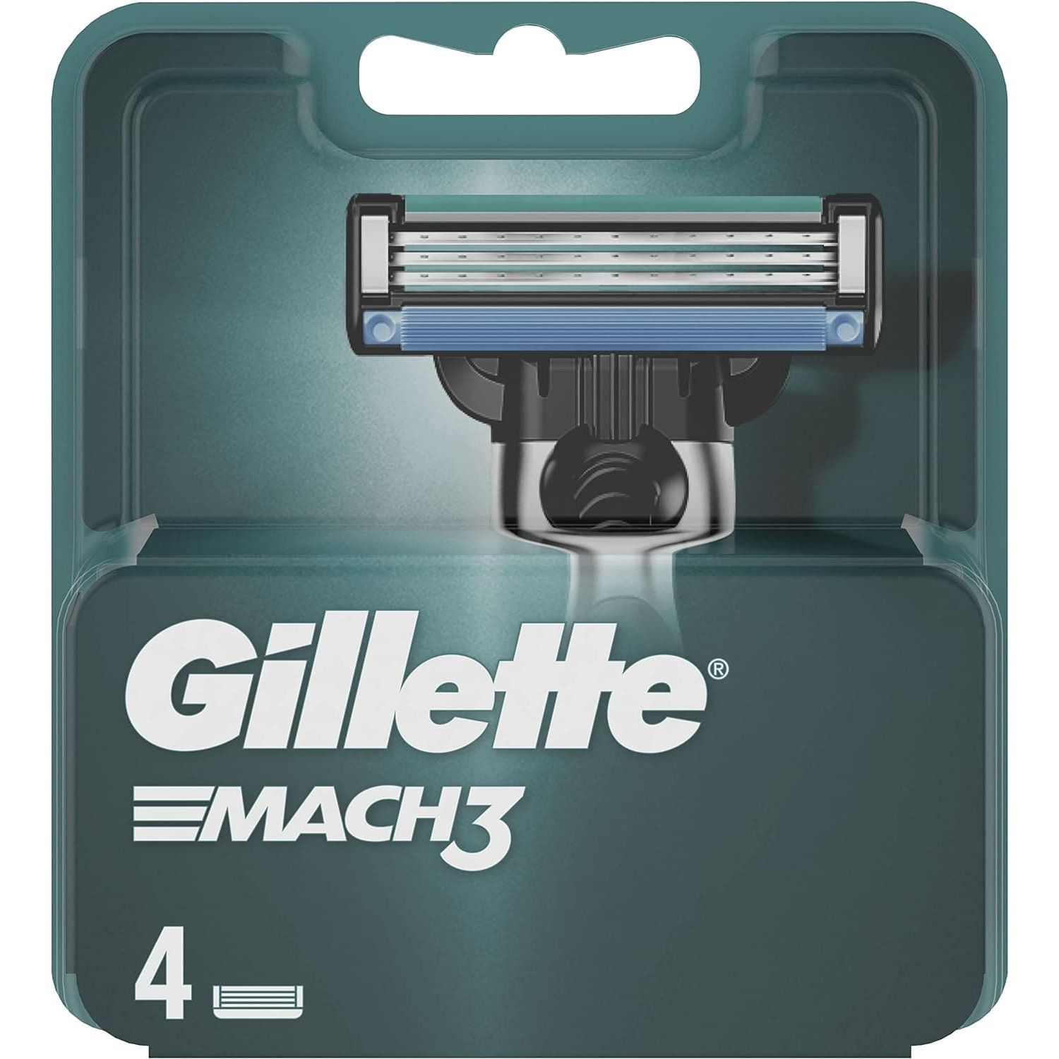 Gillette Mach3 Razor Blades Men, Pack of 4 Razor Blade Refills ...