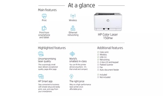 HP LaserJet 150NW Wireless Colour Laser Printer - 9
